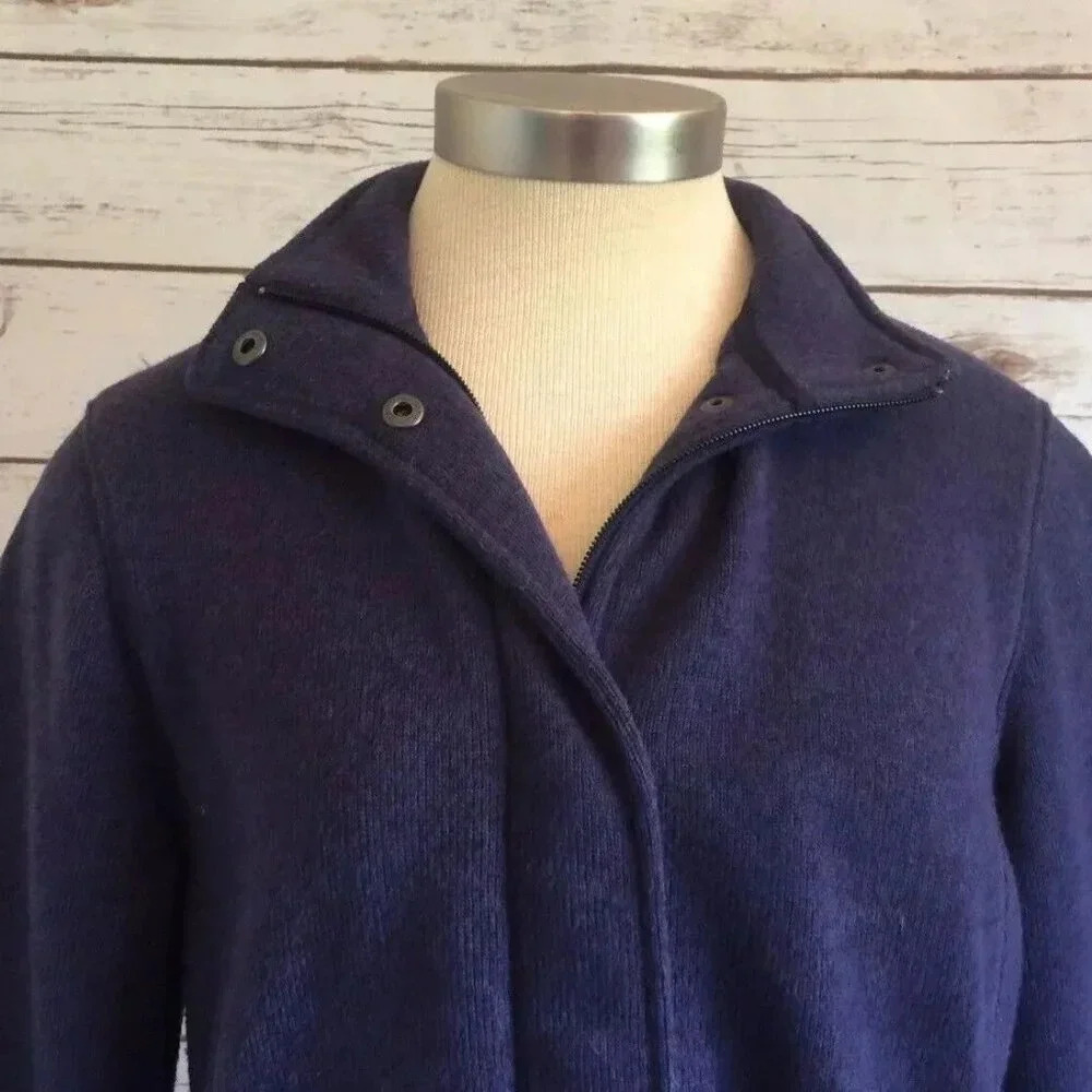 LANDSEND Women Long Sleeve Zip-Up Collared Blue Jacket Size 10/12 M/P - Picture 7 of 12